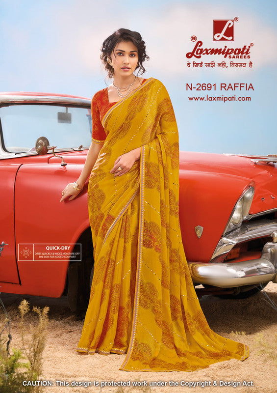 Laxmipati Barish N-2691 - Yellow Jimmy Choo Drape By Sanskar