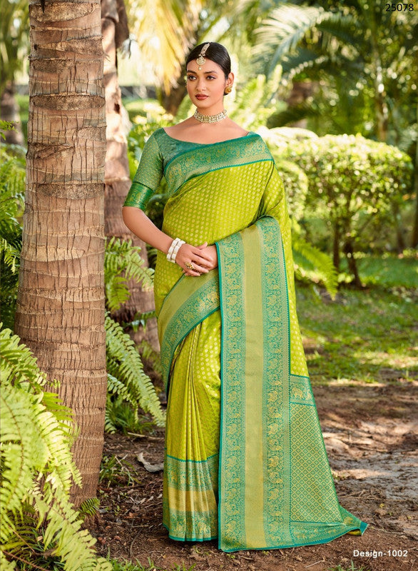 Bk Thavki Bk25078 Th-1002 25078 Green Silk  Saree (With Plastic Box)
