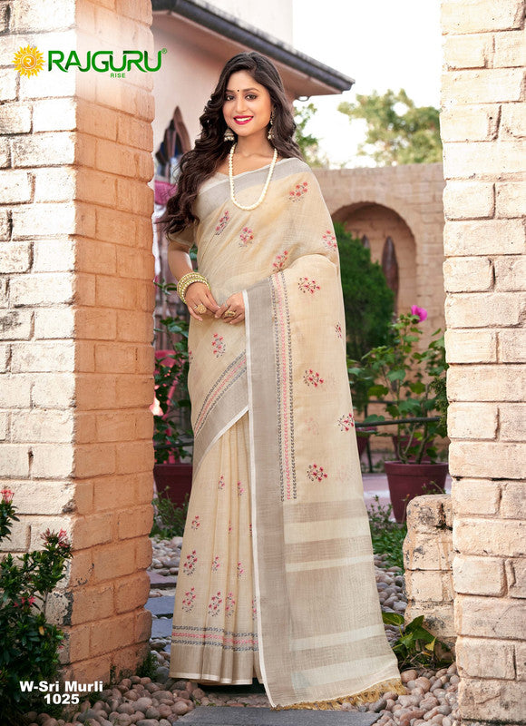 Rajguru Sri Murli-2 Rg-1025 Cream Cotton Saree