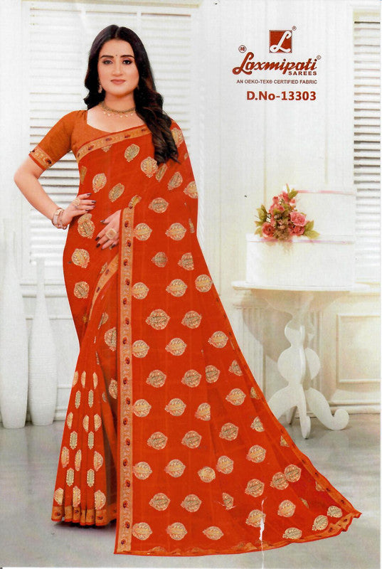 Laxmipati All Time Hit Pm-13303 Red Chiffon Saree