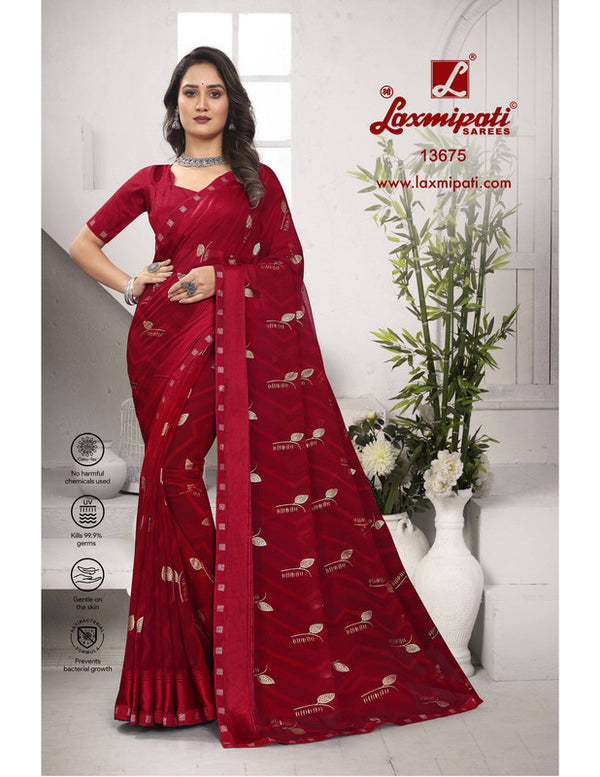 Laxmipati Vedvika 13675 Maroon Georgette Saree