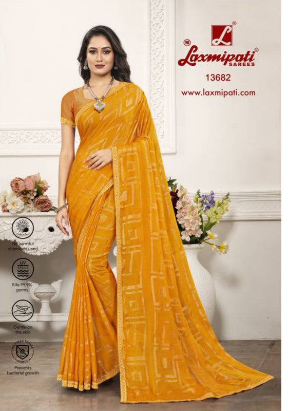 Laxmipati Prikusum-3 13682 Yellow  Heavy Georgette Saree