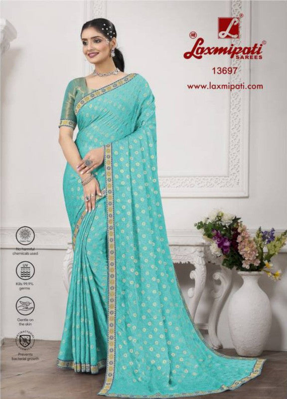 Laxmipati Nerpakhi 13697 Blue Silk Chiffon Saree