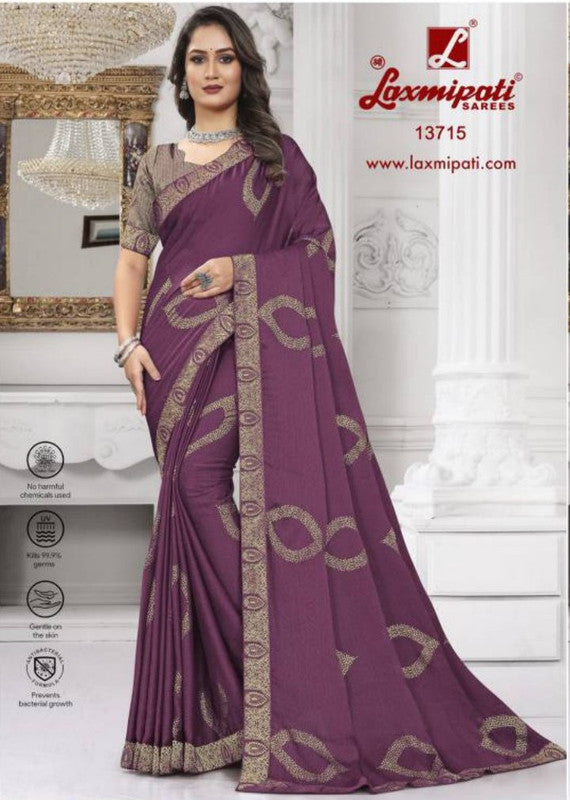 Laxmipati Narpakhi 13715 Purple Silk Chiffon Saree