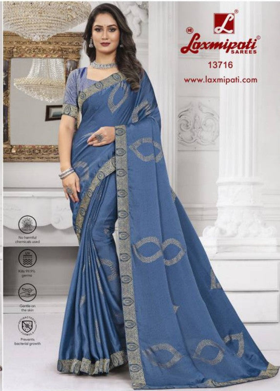 Laxmipati Narpakhi 13716 Blue Silk Chiffon Saree