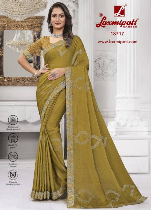 Laxmipati Narpakhi 13717 Yellow Silk Chiffon Saree