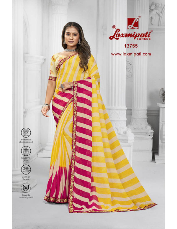 Laxmipati Sundarta-3 13755 Yellow Chiffon Saree