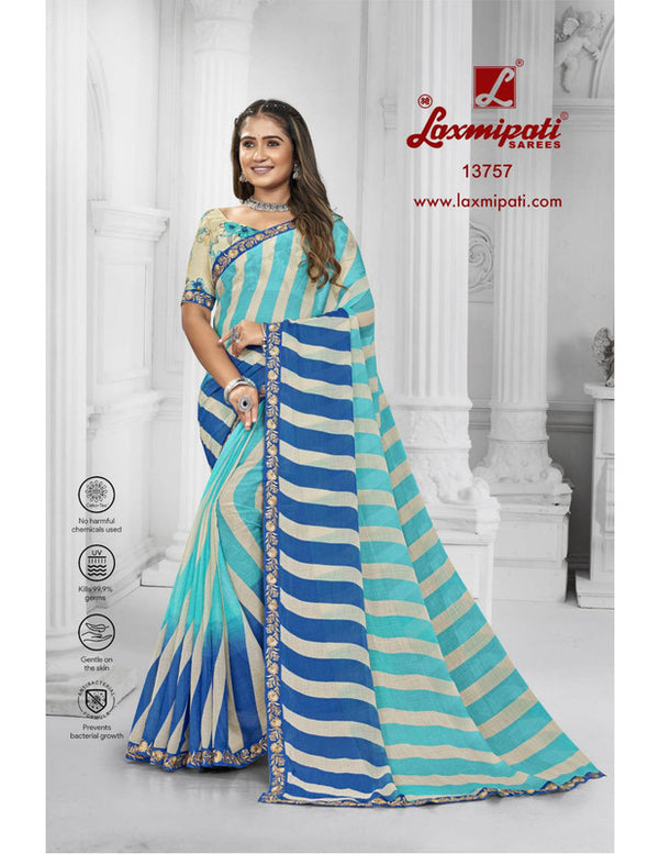 Laxmipati Sundarta-3 13757 Blue Chiffon Saree