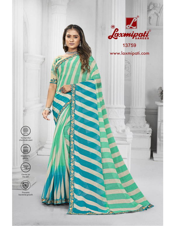 Laxmipati Sundarta 13759 Peacock,Sky Blue Chiffon Saree