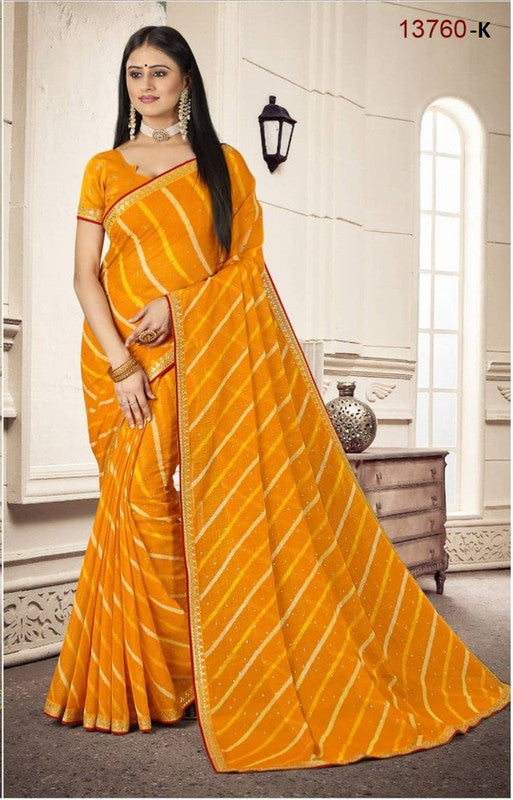 Laxmipati Sundarta-5 Pm-13760-K Yellow Chiffon Saree