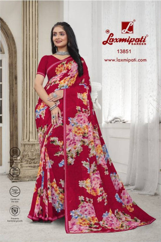 Laxmipati Ghunghat-3 13851 Red Georgette Saree