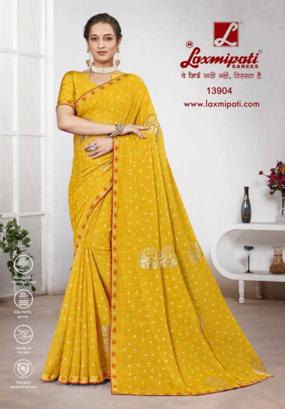 Laxmipati Narpakhi 13904 Yellow  Chiffon Saree