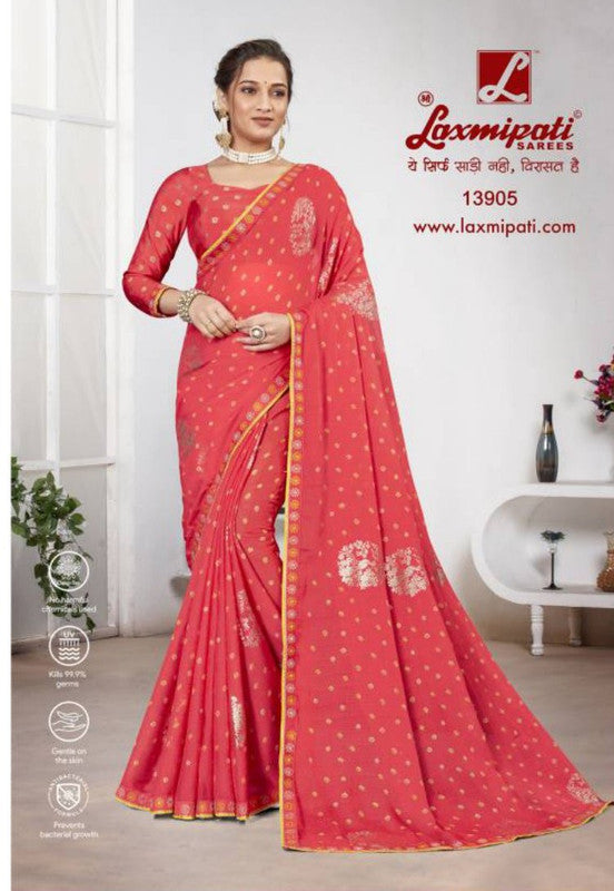 Laxmipati Narpakhi 13905 Red  Chiffon Saree