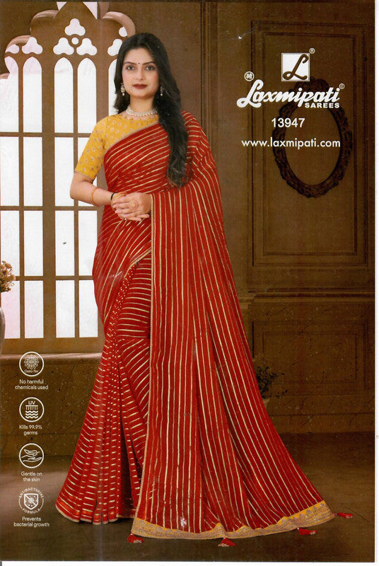 Laxmipati Ramaita 13947 Red Heavy Georgette Saree