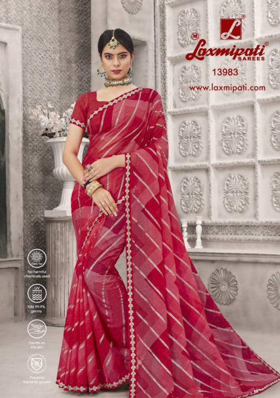 Laxmipati Nazrana 13983 Red Sparkle Chiffon Saree