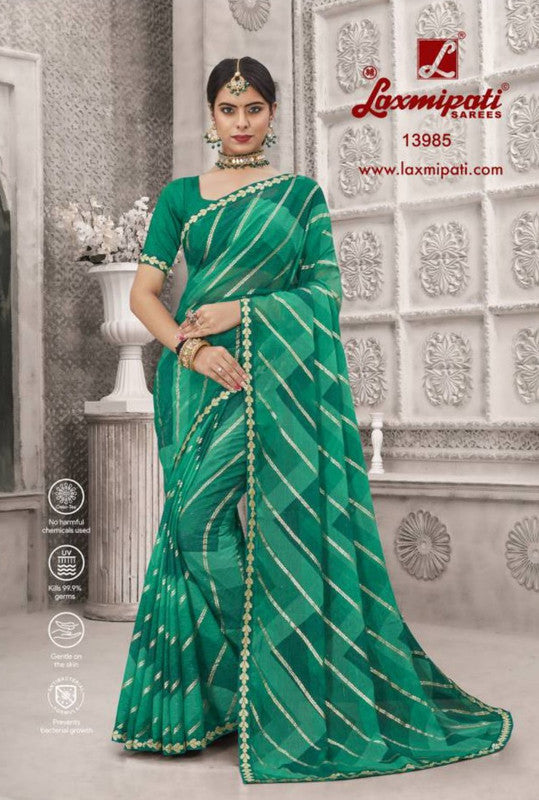 Laxmipati Nazrana 13985 Green Sparkle Chiffon Saree