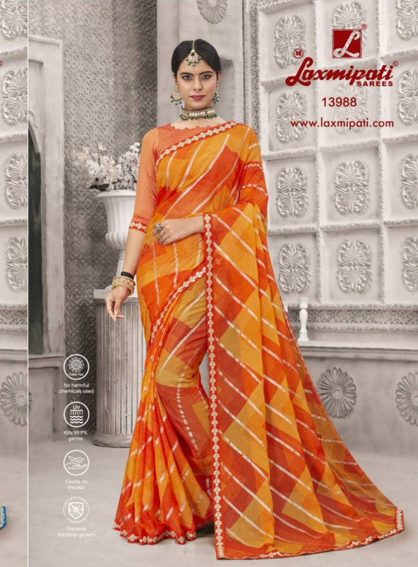 Laxmipati Nazrana 13988 Orange Sparkle Chiffon Saree