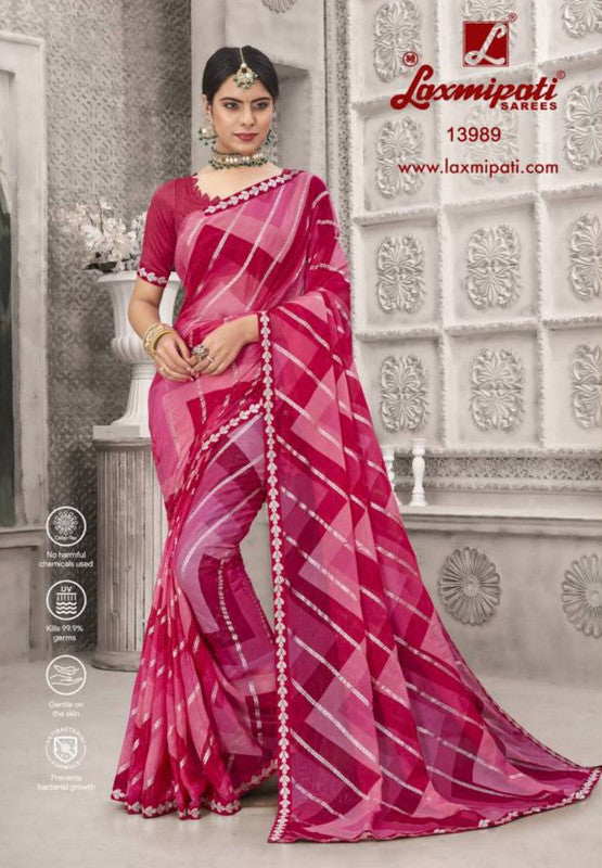 Laxmipati Nazrana 13989 Pink Sparkle Chiffon Saree