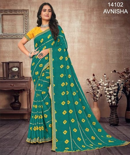 Laxmipati Avnisha 14102 Green Chiffon Saree