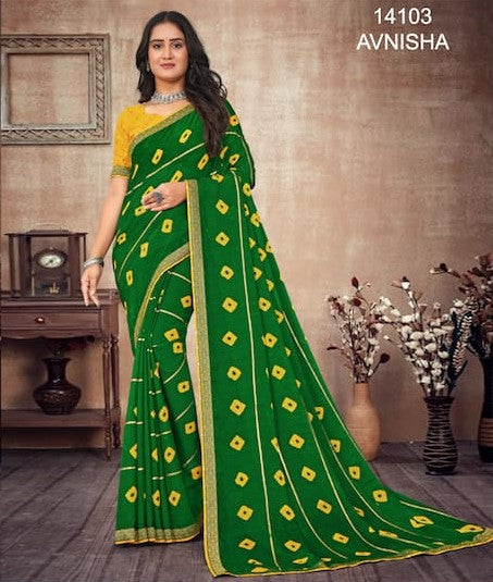 Laxmipati Avnisha 14103 Green Chiffon Saree