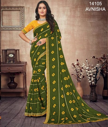 Laxmipati Avnisha 14105 Green Chiffon Saree