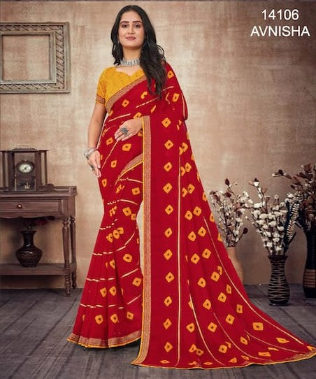 Laxmipati Avnisha 14106 Red Chiffon Saree