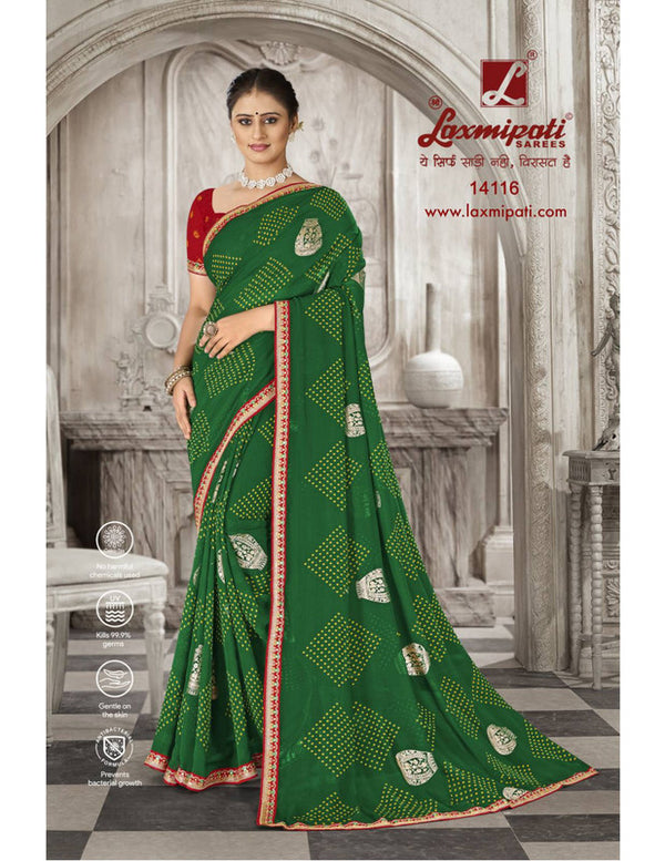 Laxmipati Savan-2 Pm-14116 Green Moss Chiffon Saree