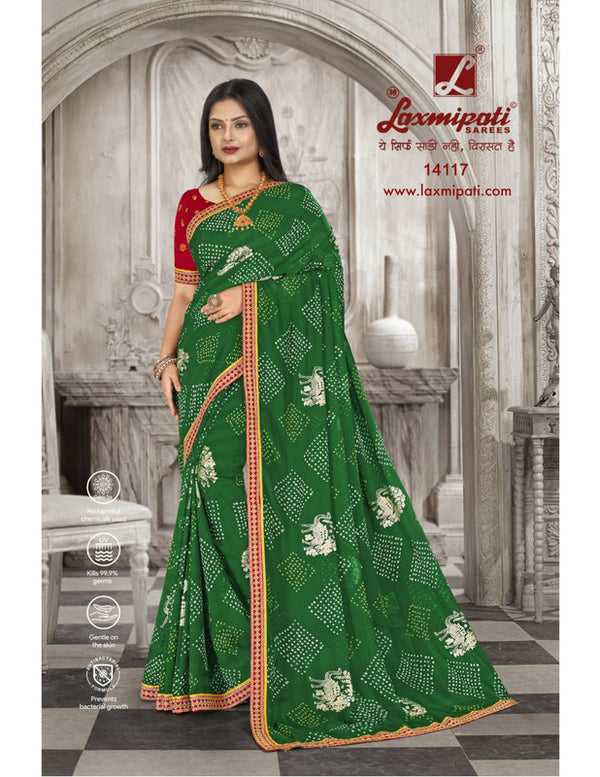 Laxmipati Savan-2 Pm-14117 Green Moss Chiffon Saree