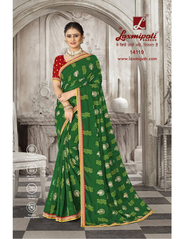 Laxmipati Savan-2 Pm-14119 Green Moss Chiffon Saree