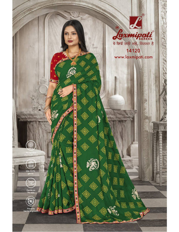 Laxmipati Savan-2 Pm-14120 Green Moss Chiffon Saree