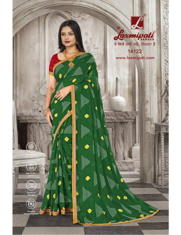 Laxmipati Savan-2 Pm-14122 Green Moss Chiffon Saree