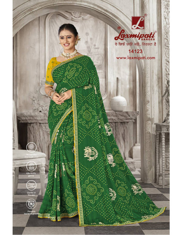 Laxmipati Savan-2 Pm-14123 Green Moss Chiffon Saree