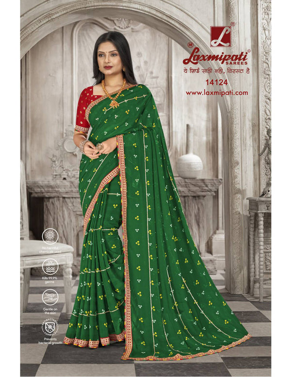 Laxmipati Savan-2 Pm-14124 Green Moss Chiffon Saree