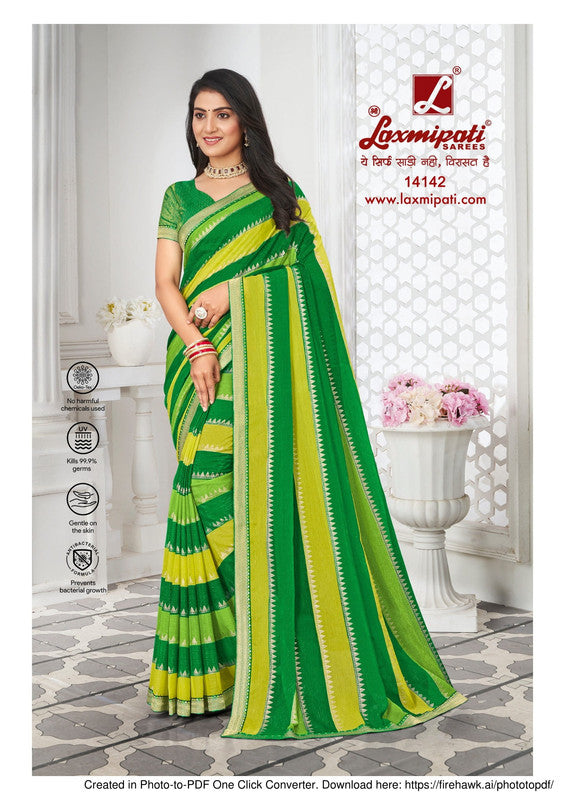 Laxmipati Savan-3 Pm-14142 Green Sparkle Chiffon Saree