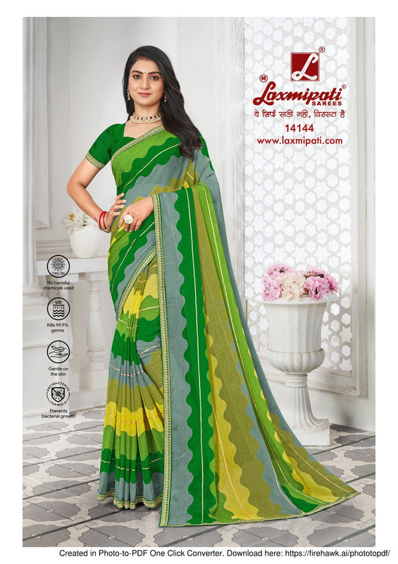 Laxmipati Savan-3 Pm-14144 Green Sparkle Chiffon Saree