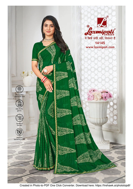 Laxmipati Savan-3 Pm-14145 Green Sparkle Chiffon Saree