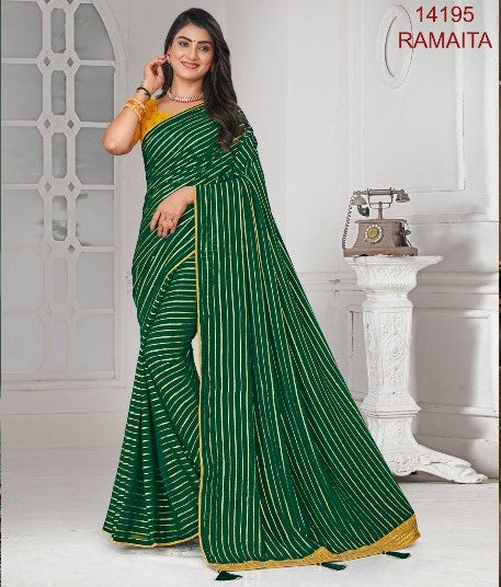 Laxmipati Ramaita 14195 Green Chiffon Saree