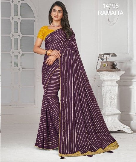 Laxmipati Ramaita 14198 Purple Chiffon Saree