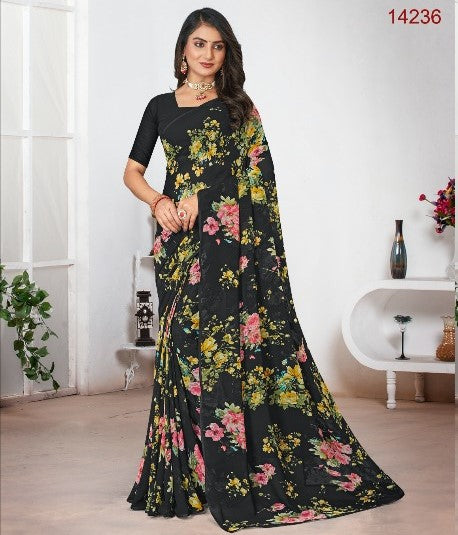 Laxmipati Rose Gold Pm-14236 Black Georgette Saree