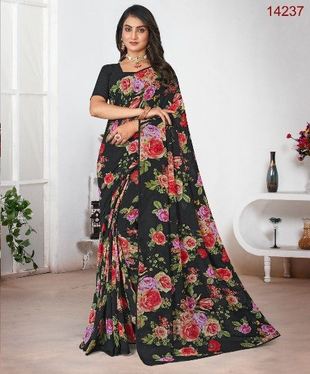 Laxmipati Rose Gold Pm-14237 Black Georgette Saree