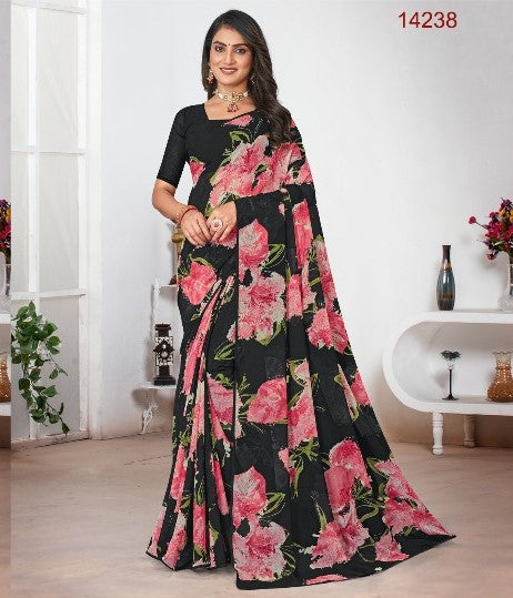 Laxmipati Rose Gold Pm-14238 Black Georgette Saree