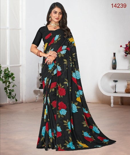 Laxmipati Rose Gold Pm-14239 Black Georgette Saree