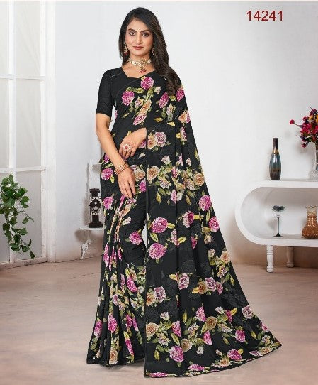 Laxmipati Rose Gold Pm-14241 Black Georgette Saree