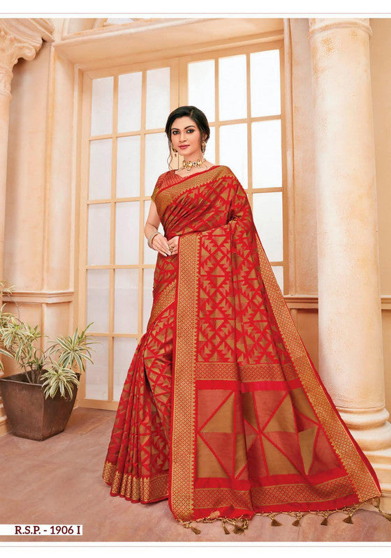 Rajguru Rsp1906-I Orange Cotton Saree