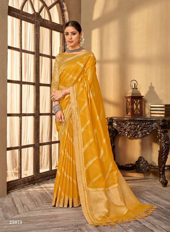 Subhash Amber Sb-23073 Yellow Pure Cotton Saree