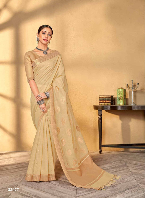 Subhash Amber Sb-23077 Cream Pure Cotton Saree