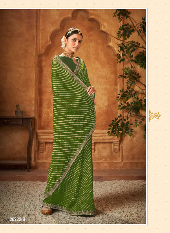 Subhash Lehariya-2 Sb-26222-B Green Chiffon Saree