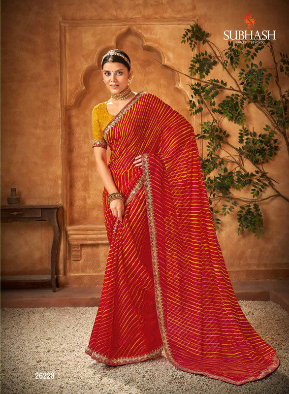 Subhash Lehariya-2 Sb-26228 Red Chiffon Saree