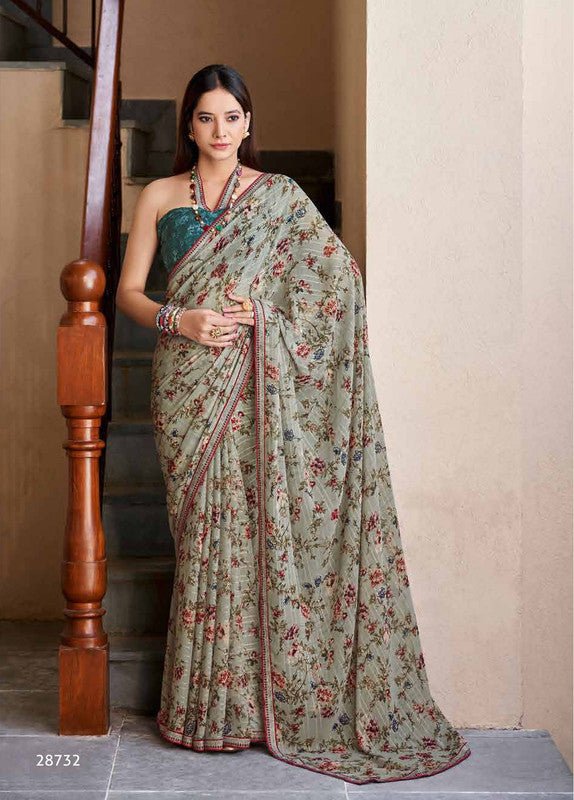 Subhash Prakriti Hits-2 Sb-28732 Green Georgette Saree