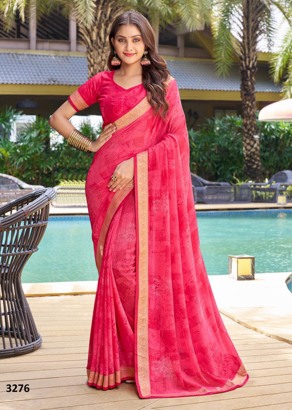 Kaasni Kesar 3276 Pink Georgette Saree